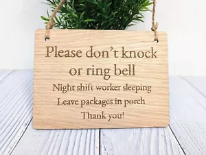 Please Don't Knock - Bamboo Night Shift Worker Sleeping Wooden Sign - Picture 1 of 10