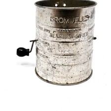 Vintage Old Bromwell's Measuring Sifter 3 Cup w/ Crank Knob, Made in USA