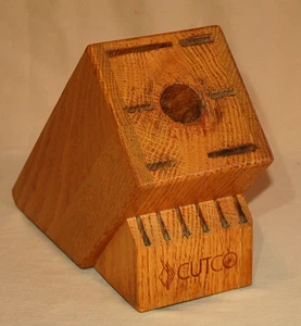 CUTCO Galley Block ~ 13 Openings ~ Honey Oak ~ Used - Picture 1 of 4