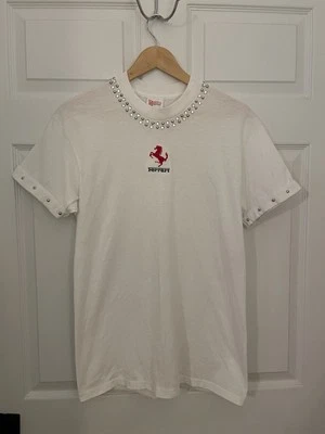 Ferrari Vintage Womens L T-shirt Embroidered Rhinestone Embellished Italian Car - Image 1 of 4