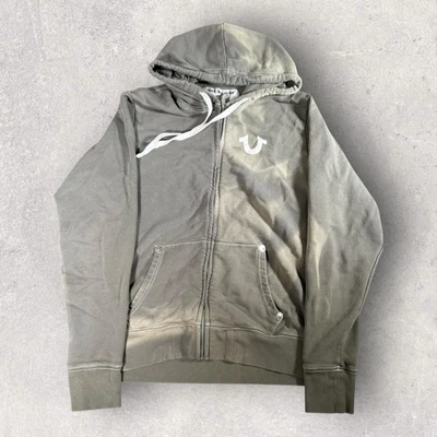 Sudadera con Capucha De Colección Y2K True Religion Para Hombre M Verde Sun Fade Stitch Grande T Cremallera Completa Foto 1 de 4