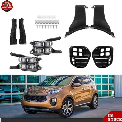 适用于 2017 - 2018 起亚 Sportage 前 LED DRL 雾灯防撞灯带挡板套件一对 — 第 1/4 张图片