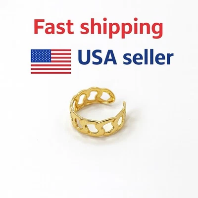 Anillo estilo eslabón de cadena tono dorado aro ajustable minimalista joyería de moda Foto 1 de 4