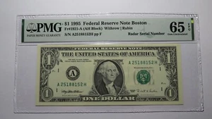 $1 1995 Radar Serial Number Federal Reserve Currency Bank Note Bill PMG UNC65EPQ - Picture 1 of 2