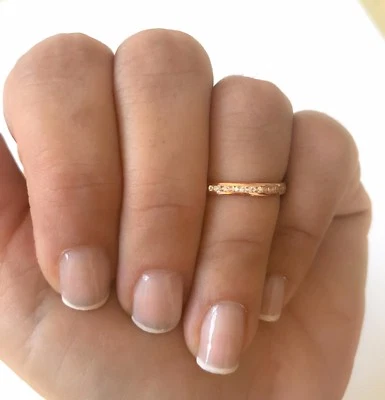 14k Solid Rose Gold Eternity Lab Created Diamond Stackable Ring  Wedding Band - Image 1 of 4