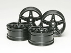 Tamiya 51263 Twin 5-Spoke Wheels 4 Pcs. (Black, 26mm/+4) (Ferrari FXX) TT02, NIP