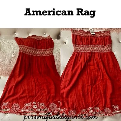NEW American Rag Long Beach Tandori Spice Strapless Embroidered Dress Sz 1X $45 - Image 1 of 4
