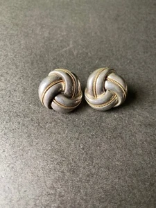 Vintage 14K Gold Sterling Silver Earrings w/ Omega Backs - Picture 1 of 7