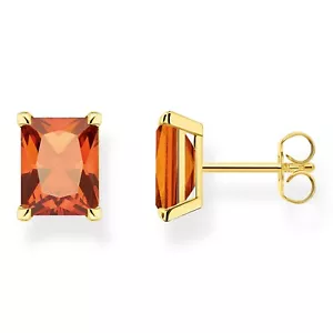 Thomas Sabo Jewellery Women ´S Earrings Studs Golden Orange Stone H2201-472 - Picture 1 of 2