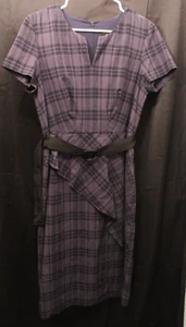 Vestido Banana Republic con cinturón. Cuadros morados. 10 petite. Nuevo con etiquetas valorado en $138 - Imagen 1 de 9
