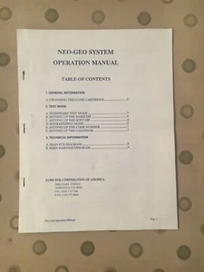 SNK Neo Geo System Operation Manual, 1990 - Picture 1 of 2