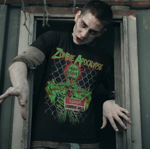 ZOMBIE APOCALYPSE MALE ADULTS BLACK T SHIRT | NOVELTY | GIFT | BIRTHDAY | VIRUS - Picture 1 of 1