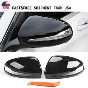 1Pair Rearview Mirror Cover Trim Glossy Black For Mercedes-Benz C Class W205 GLC - Foto 1 di 14