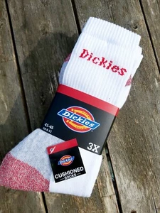 3 PAIRS : DICKIES 6-11 41-45 Cushioned WHITE CREW SPORTS TRAINING SOCKS shelf26 - Picture 1 of 5