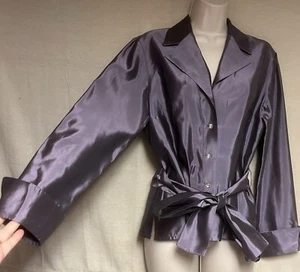 Barely Worn Women’s Size 10 Metallic Purple Button Up Blouse By JS Collections - Picture 1 of 16