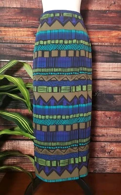 Falda Joan Leslie 10 Maxi Envoltura Pequeña Estampado Azteca Cremallera Espalda Cintura Elástica De Colección Foto 1 de 4