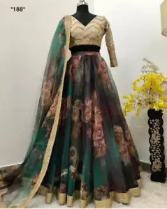 DISEÑADOR LEHENGA CHOLI LENGHA INDIO BOLLYWOOD BODA FIESTA ROPA PAQUISTANÍ - Imagen 1 de 6