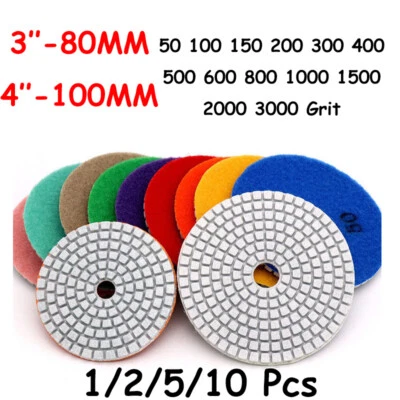3" 4" Grinder Disc Wet Diamond Polishing Pads For Granite Marble Concrete Stone - Image 1 of 4