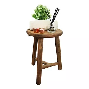 Traditional Rectangular Milking Stool - Antique - Rustic - in Dark Oak - Picture 1 of 3