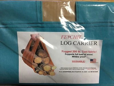 Bolso de mano de troncos TEAL soporte para chimenea madera leña lona portador carrito bolsa de transporte Foto 1 de 3