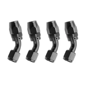 6AN Swivel Hose End Fitting Adapter 45 Degree Fits Oil Fuel Gas Hose Black 4Pcs - Picture 1 of 10