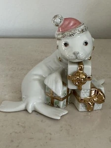 Rare Lenox Santa's PLAYFUL SEAL Figurine With Presents! Excellent! - Picture 1 of 12