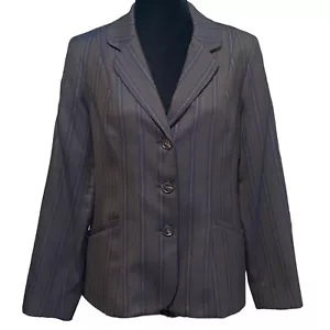 Blazer Pendleton Marrone Lana Righe Petite 10 Carriera Abbigliamento da Lavoro Monopetto - Foto 1 di 6