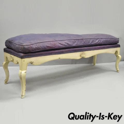 Vtg French Louis XV Regency Neoclassical Style Hoof Foot 62" Long Window Bench Cover