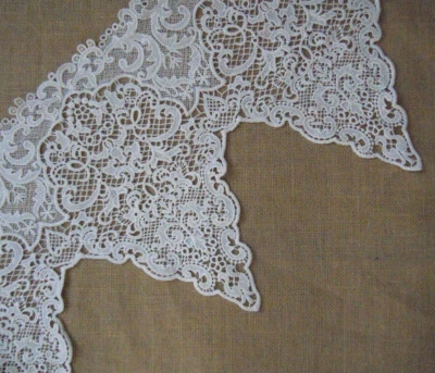 2.2 Yards 13'' Wide Cotton Crochet Victorian Triangle Floral Lace Ivory m0258 - Image 1 of 2