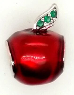 Pandora Blancanieves Manzana Roja Con Piedra Verde Hoja Dije/Colgante 3,6 Gramos Foto 1 de 4