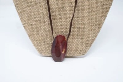 Cabujón de jaspe mocaí natural en cordón de cuero collar colgante boho Foto 1 de 4