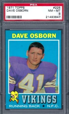 1971 Topps FB #225 PSA 8 Dave Osborn Vikings 225 - Image 1 of 2