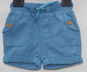 New Marks & Spencer Kids Age 3-6 Months Blue Linen Cotton Blend Shorts - Picture 1 of 8