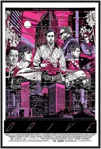 Drive 2011 Framed Poster, Tyler Stout Neo-Noir Art, Synthwave Crime Film - Picture 1 of 42