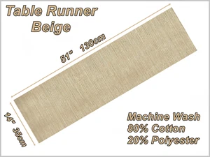 Corredor de Mesa Beige Algodón Acanalado 14"x51" para Decoraciones Boda Cumpleaños - Imagen 1 de 4