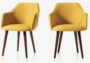 MADE Lule Office Chair Yellow and Walnut