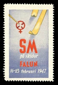 Sweden Poster Stamp - Falun, 1947 - Swedish Cross Country Skiing Championships - Picture 1 of 1