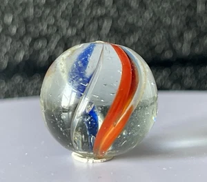 Antiguo ~3/4" Alemán Sin Núcleo Remolino Juguete Vidrio Pontiles Hecho a Mano Mármol #218 - Imagen 1 de 18