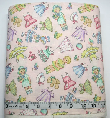1998 Patty's Paper Dolls Allover On Pink Daisy Kingdom BTHY (18"x44") Cotton - Image 1 of 3