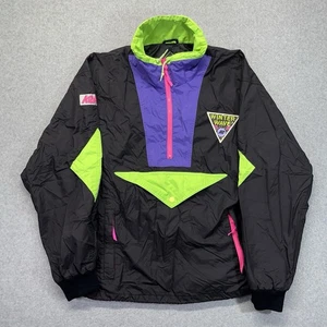 Vintage 90s Action Plus K2 Winter Wave Ski Jacket Neon Pink Green Black M - Picture 1 of 12