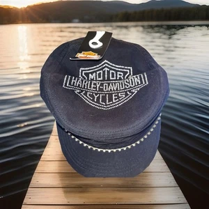 Cappello donna HARLEY-DAVIDSON nero strass logo pageboy nuovo con etichette regolabile - Foto 1 di 1