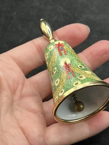 Bilston & Battersea Emaille Handglocke 3,5" Weihnachtsbaum & Gold - Bild 1 von 9
