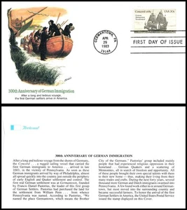 1983 German Immigration Sc 2040 FDC Fleetwood 300 years settlers Concord - Picture 1 of 1