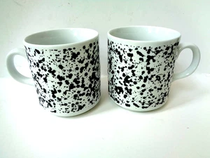CIPA PORCELIANA Speckled Black on White Ceramic Pair of Cups  Made IN Italy - Picture 1 of 6