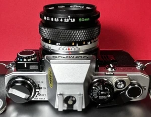 Olympus OM-10 Chrome 35mm Camera + Olympus 50mm f/1.8 Lens w/ Manual Adapter - Picture 1 of 21