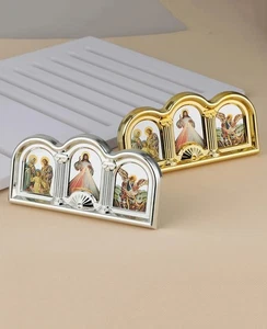 Icona Sacra Famiglia Cornice Statuina Robusta Decorazione Religiosa Cattolica - Foto 1 di 26