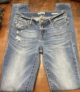 Dear John Jeans Womens 24 Blue Joyrich Comfort Skinny Distressed Stretch Denim - Picture 1 of 6