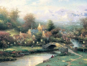 Thomas Kinkade Lamplight Village SN Canvas 24x18 - Picture 1 of 1