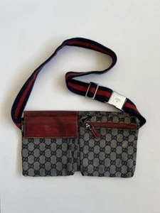 GUCCI CRYSTAL SHERRY LINE Borsa a tracolla modello GG Rosso Navy Marrone 28566 Autentica - Foto 1 di 12
