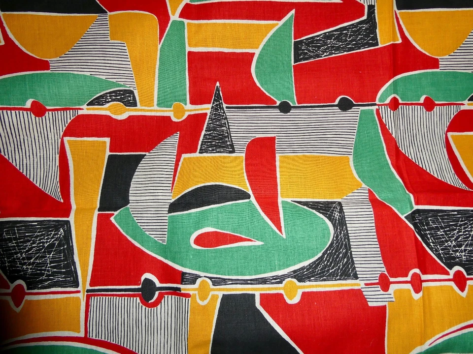 TISSUS BOUSSAC ROMANEX GRAND TEINT ANNÉES 60 RIDEAUX COUSSINS 60'S - Photo 1/4